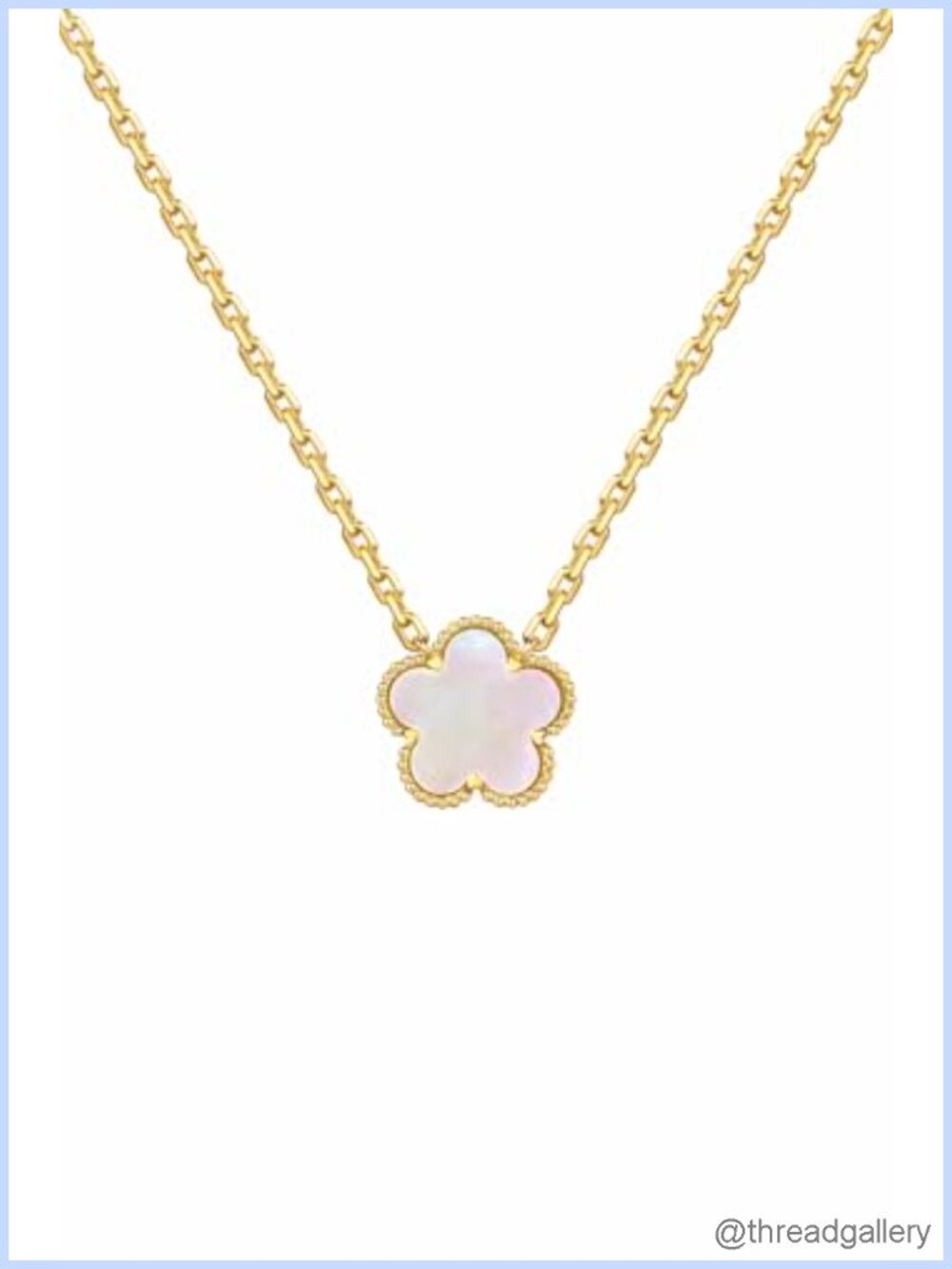 14K Gold Plated Mother of Pearl Four Leaf Clover Pendant Necklace